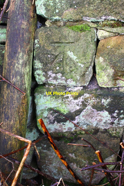 Photo 6"x4" Benchmark on Shann Lane wall Keighley c2017