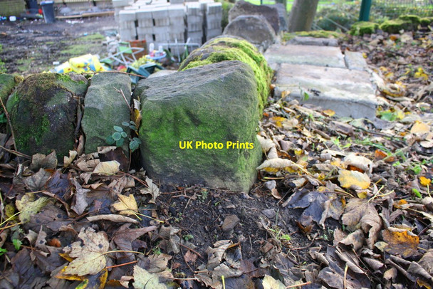 Photo 6"x4" Benchmark on corner of wall Keighley c2017