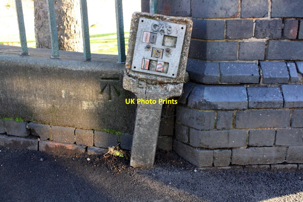 Photo 6"x4" Benchmark and gas pipe marker at north end Main Street Bulwell Forest c2017