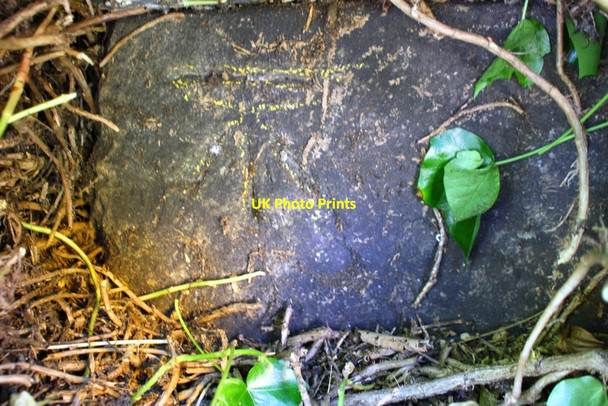 Photo 6"x4" Benchmark on Hollin Lane wall Shipley\/SE1437 c2017
