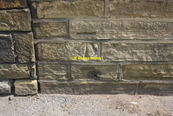 Photo 6"x4" Benchmark on Canal Road pavilion Shipley\/SE1437 c2017