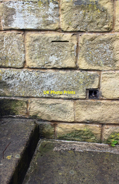 Photo 6"x4" Benchmark on wall by steps at #281 Midland Road Bradford\/SE1632 c2017