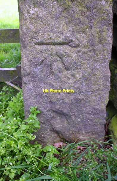 Photo 6"x4" Benchmark on gatepost at field entrance Lawkland Green c2017