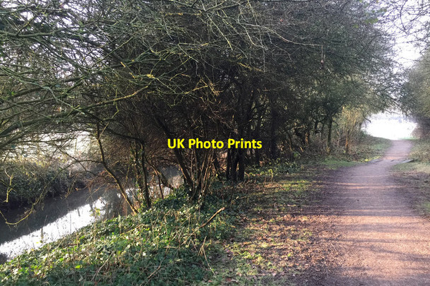 Photo 6"x4" River Sowe and the Sowe Valley path on a misty frosty morning, Walsgrave, east Coventry Walsgrave on Sowe c2017