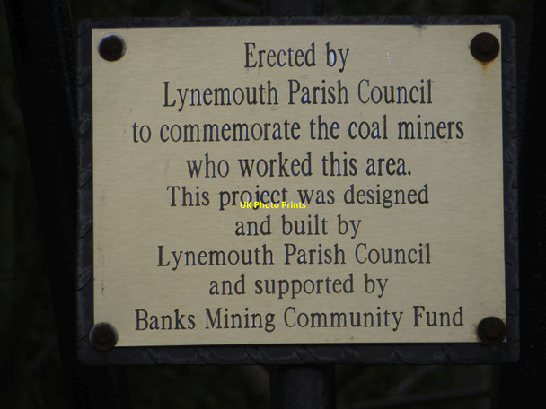 Photo 6"x4" Plaque on pit wheel, Lynemouth Lynemouth c2018