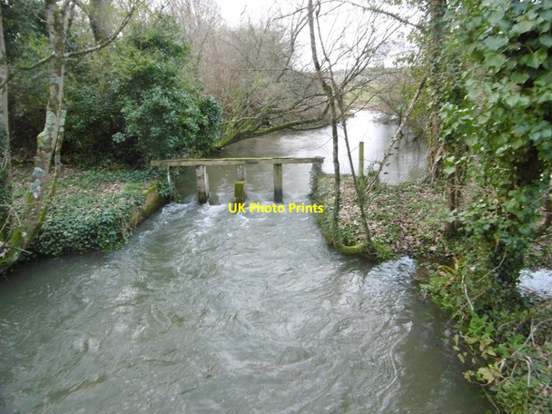Photo 6"x4" Affpuddle, river & weir Affpuddle c2018