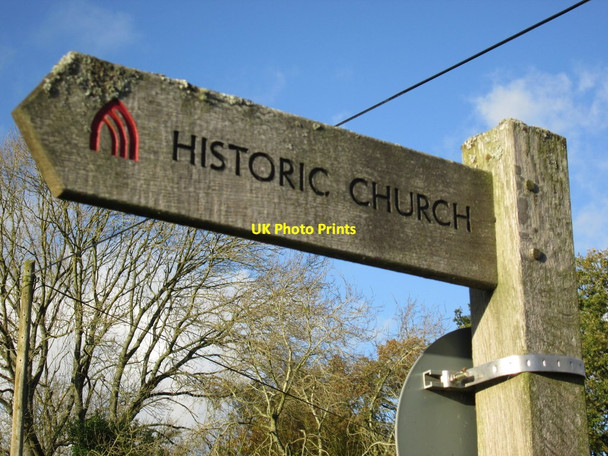 Photo 6"x4" Sign to St. Bartholomew's Church (Richards Castle) Batchcott c2017