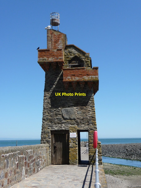 Photo 6"x4" Signal Beacon on pier - Lynmouth Lynton c2015