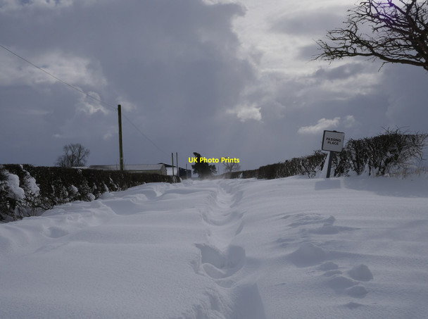 Photo 6"x4" Snow-blocked road in The Merse Hilton\/NT8850 c2018