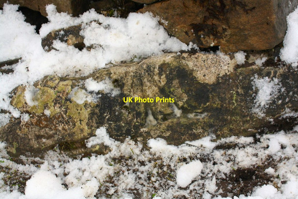 Photo 6"x4" Benchmark on stone in wall at West Gate on Pennine Bridleway Cam Fell c2018