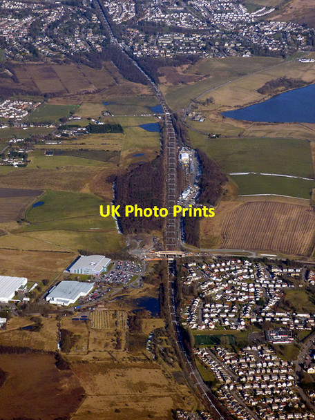 Photo 6"x4" Glasgow to Edinburgh railway line from the air Bishopbriggs c2018