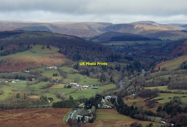 Photo 6"x4" View - Llanwrthwl and the Wye valley from Trembyd Llanwrthwl c2018