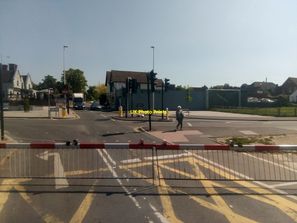 Photo 6"x4" Station Road, Wokingham, from a train on the level crossing Wokingham c2018