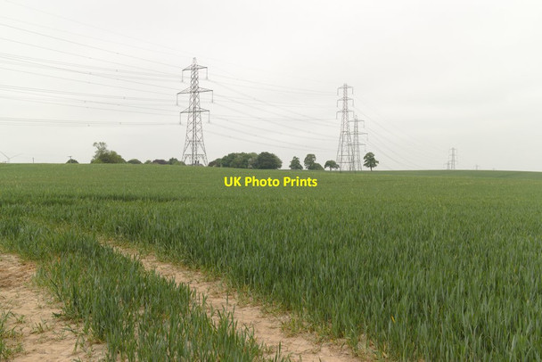 Photo 6"x4" Field and pylons, Morthen Brampton en le Morthen c2018