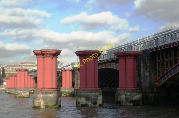 Photo 6"x4" Blackfriars Rail Bridge and supports of old bridge London c2009