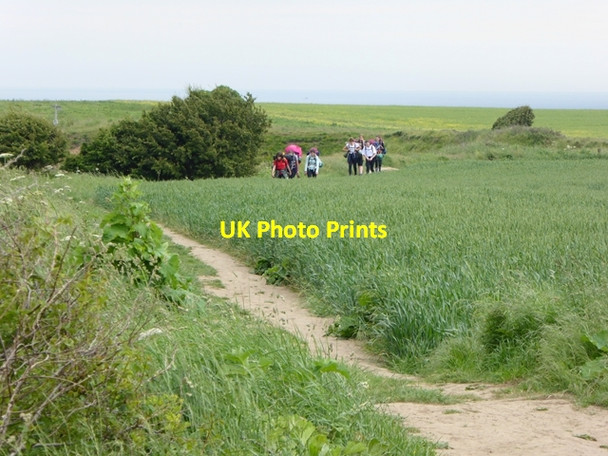 Photo 6"x4" Walkers on the Cleveland Way at Ovalgate Cliff Goldsborough\/NZ8314 c2018