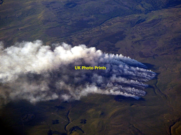 Photo 6"x4" Moorland fire near Otterburn Camp from the air Otterburn Camp c2018