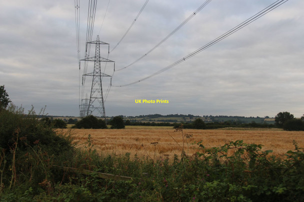 Photo 6"x4" Pylon line across the flat lands Sedgebrook c2018