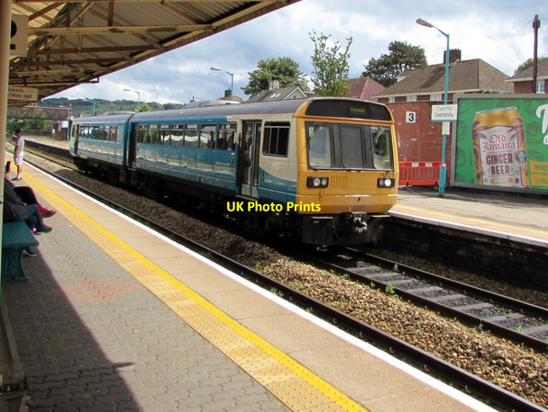 Photo 6"x4" Rhymney train arrives at Caerphilly station platform 3 Caerphilly\/Caerffil c2018
