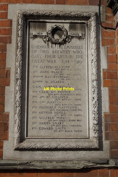 Photo 6"x4" War memorial on former Lichfield Brewery Lichfield c2018