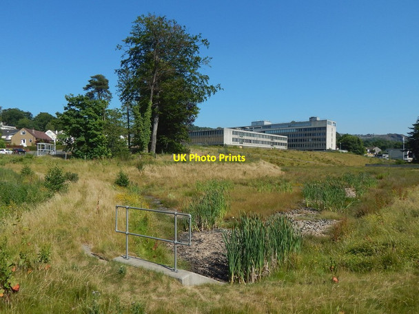 Photo 6"x4" Flood storage pond at Garshake Dumbarton c2018