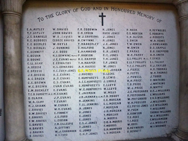 Photo 6"x4" WWI Memorial Tablet - close up of names Newtown\/Y Drenewydd c2018
