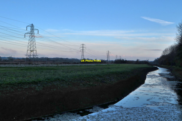 Photo 6"x4" Pylons by a drainage channel Whiston\/SP8460 c2018