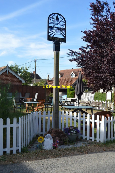 Photo 6"x4" Harkstead Village Sign Harkstead c2018