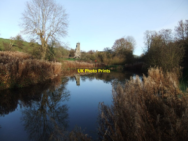 Photo 6"x4" Fish pond and ruined church, Wharram Percy Wharram Percy c2018