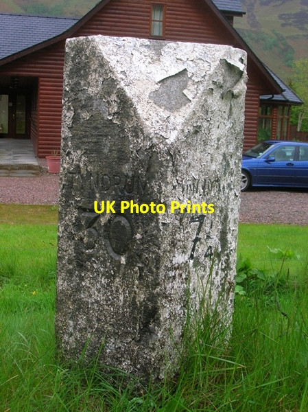 Photo 6"x4" Old Milestone by the A82, south of Glencoe village Glencoe\/NN1058 c2009