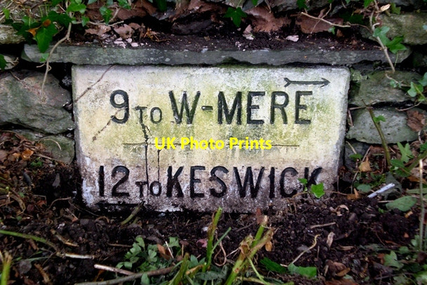 Photo 6"x4" Old Milestone by the A591, near White Swan Hotel Grasmere\/NY3307 c2009