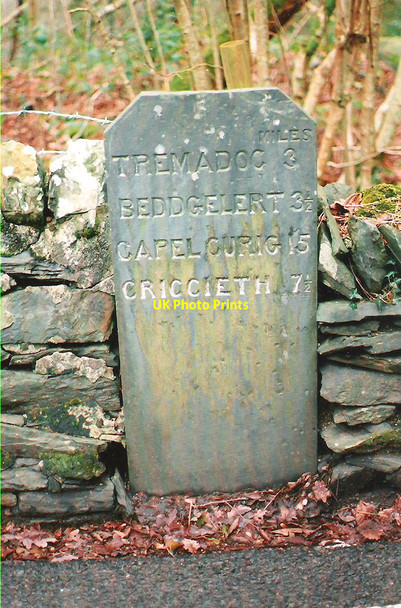 Photo 6"x4" Old Milestone by the A498, near Factory-Glaslyn, Dolbenmaen parish Prenteg c2005