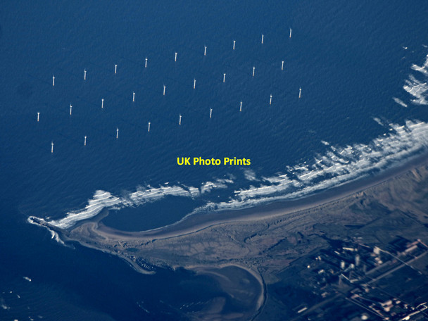 Photo 6"x4" Teeside wind farm from the air Seaton Carew c2019