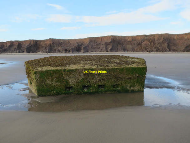 Photo 6"x4" Pillbox on the beach Withernsea c2018