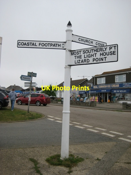 Photo 6"x4" Direction Sign - Signpost by The Square, Lizard village Lizard c2018