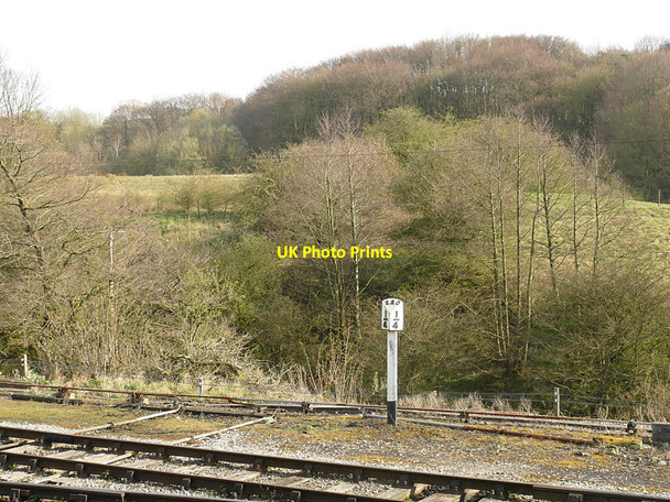 Photo 6"x4" Embsay station - quarter milepost Skipton c2019