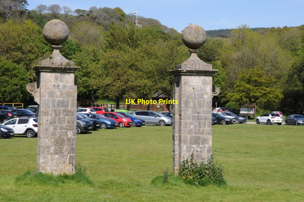 Photo 6"x4" Gate piers at Margam Country Park Brombil c2019