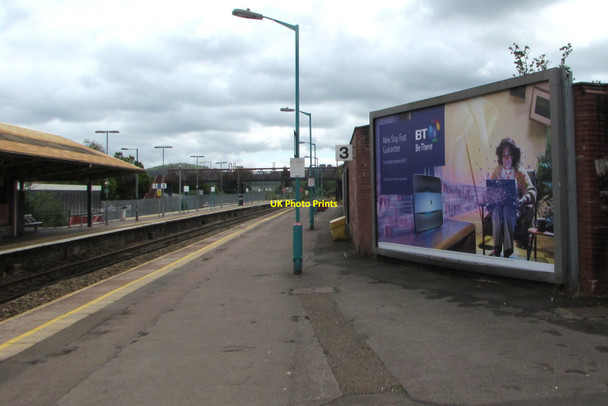 Photo 6"x4" BT advert on Caerphilly railway station platform 3 Caerphilly\/Caerffil c2019