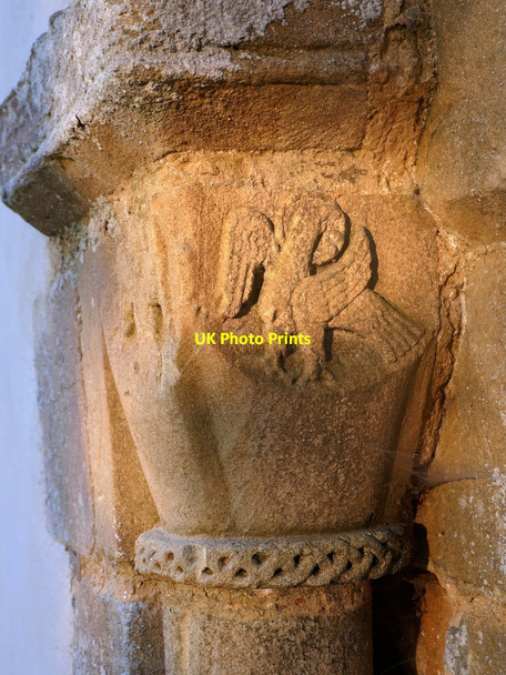 Photo 6"x4" Letcombe Bassett church: the Eagle of St John (Norman sculpture) Letcombe Bassett c2019