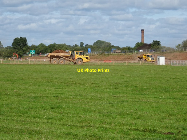 Photo 6"x4" Earthmovers working on Worcester bypass Powick c2019