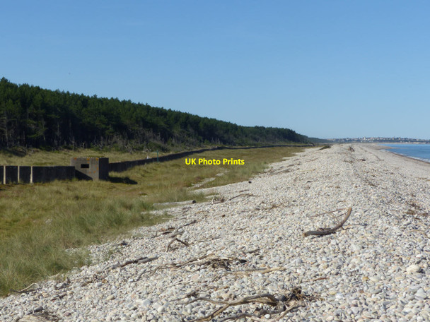 Photo 6"x4" Pillbox and shingle bank, Innes Links Lochhill\/NJ2964 c2019