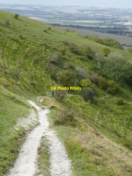 Photo 6"x4" Steep descent towards Firle West Firle c2019