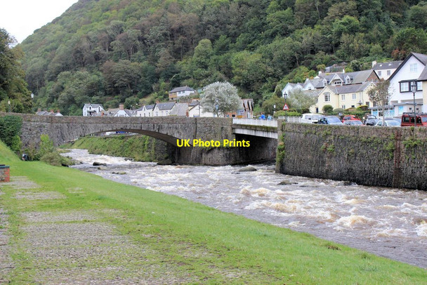 Photo 6"x4" Lynmouth: the confluence of the East & West Lyn Rivers Lynton c2019