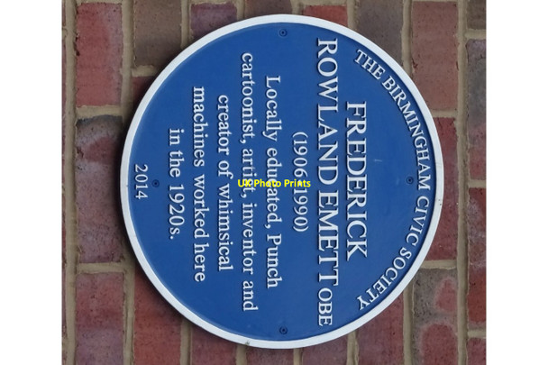 Photo 6"x4" Blue plaque to Frederick Rowland Emett Lee Bank c2019