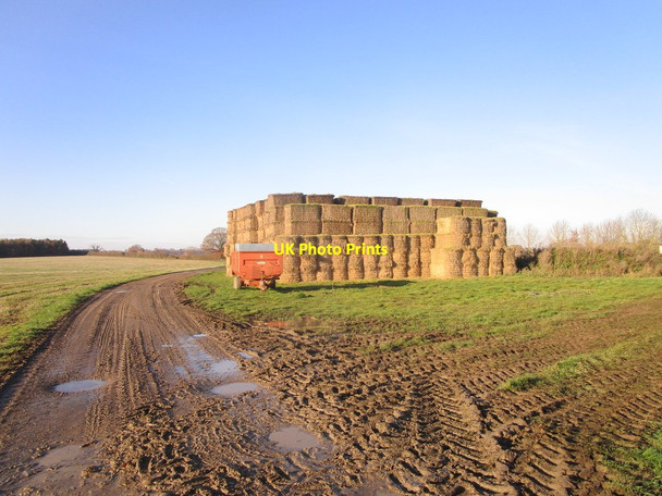 Photo 6"x4" Muddy bridleway and strawstack Oundle c2019