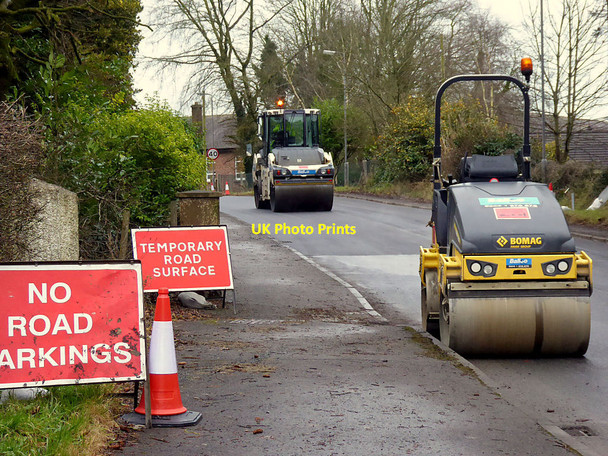 Photo 6"x4" Road works along Deverney Road Omagh c2020