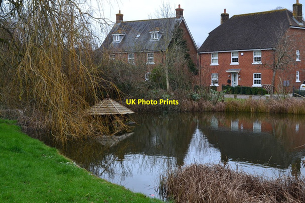 Photo 6"x4" Pond and houses in Lavender Road, Throop Mill Throop c2020