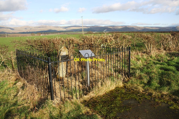 Photo 6"x4" Roman milestone in railing enclosure Temple Sowerby c2020