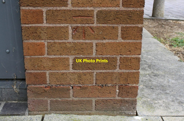 Photo 6"x4" Benchmark on telephone exchange off Lady Lodge Drive Orton Longueville c2019