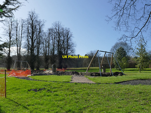 Photo 6"x4" Trentham Gardens: playground works Knowl Wall c2020